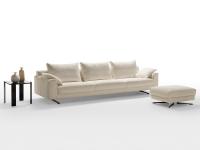 Arren sofa with 4 seats and a width of 328 cm with a 94 x 80 cm pouffe, both upholstered in a bouclé fabric