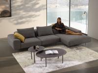 Modular designer sofa with low seating Biarritz composted of 207 cm linear element and 120 cm wide chaise longue