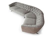 New Kap modern chesterfield sofa with two-tone upholstery in leather and fabric
