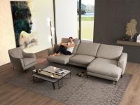 Foster modern sofa with pull-out seating and shaped chaise longue