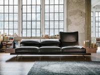 Heritage sofa with armrest containers made from canaletto walnut