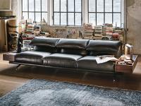 A 328 cm long Heritage sofa with three 84 cm wide seats and wooden container armrests