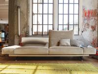 Heritage linear sofa with large seats and low, padded horizontal armrests
