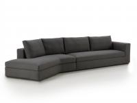 Holiday sofa in the version with an inclined peninsula; dimensions: 385 x 147 cm (inclined peninsula: 181 x 146 cm + 204 cm terminal)