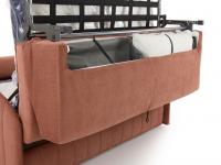 Opening phase of the sofa bed: the pillow compartments are shown here