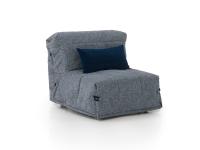 Derby armchair bed with cover in stain-resistant Alpine fabric with extra lumbar cushion