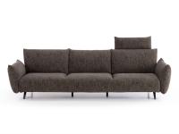 Malibù sofa upholstered in brown Cruise Chenille melange fabric and black feet