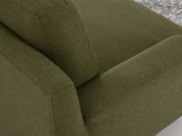 Detail of the meeting of the low armrest and the high backrest supporting the cushions