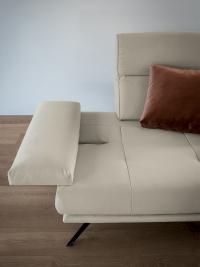Maurice sofa with armrest in open position and seat width increased by 23 cm