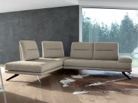 Sofa with backrest and adjustable armrests Maurice with open backrest and seat depth increased by 10 cm