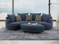 Messico curved sofa with a one-tone cover in Serra fabric