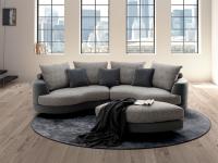 Messico curved two-tone sofa with structure in Nordic fabric and cushions in Samba Stuoia
