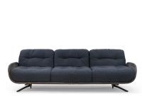 Ayton 250cm linear sofa with Ghost leather structure and soft fabric cushions