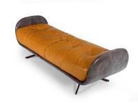 Ayton bench upholstered in two colours - Ghost leather and Tuscania leather