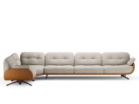 Ayton corner sofa by Bonzaldino in two different materials - Seta leather and fabric