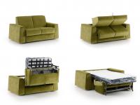 Opening steps of Myron sofa bed: pull the cord, the backrest automatically rotates together with the seat