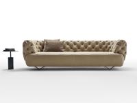 Modular capitonné sofa Oban in the 274 cm wide linear version, upholstered in leather