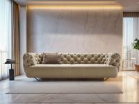 Linear sofa with 3 places and leather capitonné upholstery Oban