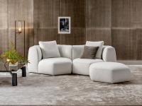 Panorama New sectional sofa with hexagonal elements, which can also be set up as a two-seater love seat with a pouffe