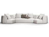 Panorama New sectional sofa with hexagonal elements in a linear composition with a central element and an armchair on each side