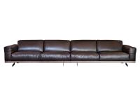 Raymond linear sofa with four seats (two terminal elements side by side), with high chromed metal feet