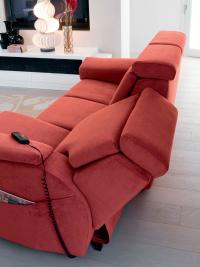 Vulcano red sofa with reclining backrest