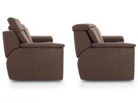 Side view of Vulcano sofa, with reclining headrests movable by hand or through remote control in the electric version
