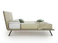 Side view of the minimalist upholstered bed