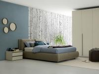 Nuvola double bed covered in natural blended fabric in a rope colour