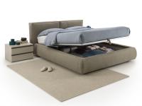 Detail of Nuvola bed with big storage box to store linens, blankets and bedding