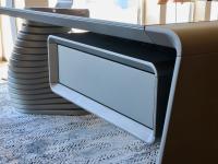 Convenient under-shelf side drawer, made to match the sloping side