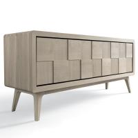 Aiko grey solid wood sideboard, with square pattern front