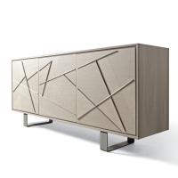 Chiba design buffet with decorated doors available in grey or natural walnut finish