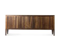 Haruko sideboard in solid wood with high feet cm 210 d.50 h.88 with 2 hinged doors and 2 central drawers
