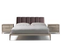 Michiko wooden bed with upholstered headboard matched with Arashi bedside tables from the same collection