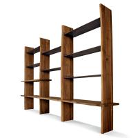 Myoko bespoke walnut shelving system metal and wooden shelves