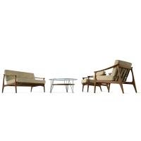 Amaya vintage wooden armchair with cushions matched with Amaya small sofa