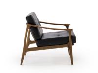 Amaya armchair in solid walnut with upholstered faux-leather cushions 