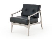 Amaya armchair with polished wooden structure in natural grey walnut