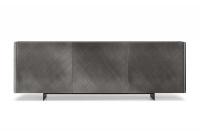 Maia modern sideboard with metal feet, top and doors in brushed bronze