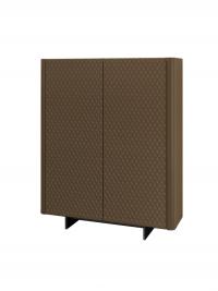 Maia modern cupboard with metal feet and doors with quilted leather cover