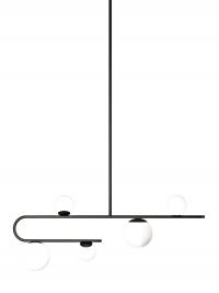 Hope designer glass ball chandelier in the 164 cm high suspended version, with black painted metal frame