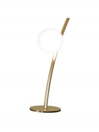 Ophelia glass blown bubble lamp in table version, with single-coloured brushed gold frame