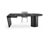 Hidalgo - front view of the desk with top in ceramic Sahara Noir, with base and structure and painted in Matt Black