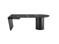 Frontal view of Hidalgo desk with Sahara Noir ceramic top, base and structure in Matt Black painted metal