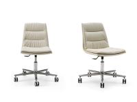 Home-office Dama chair in leather - on wheels and with spokes