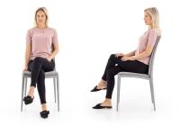 Seating proportions of the Europa chair seen from the front and from the side