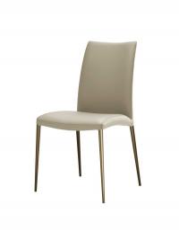 Upholstered Europa chair with fully covered leather seat and metal legs
