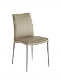 Upholstered Europa chair with integrated cushion fully covered in leather and metal legs