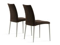 Upholstered Europa chair entirely covered in fabric with quilted back and metal legs